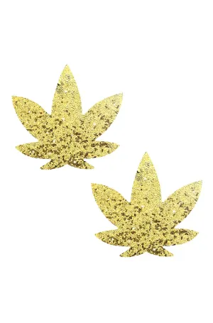Super Sparkle Gold Glitter Weed Pasties