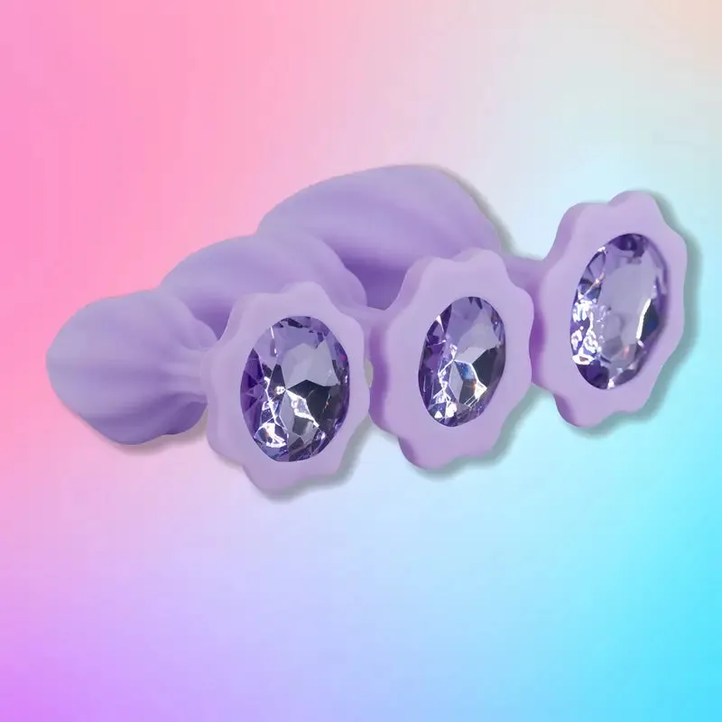 Three-piece Diamond Jewelry Decorated Anal Training Butt Plug