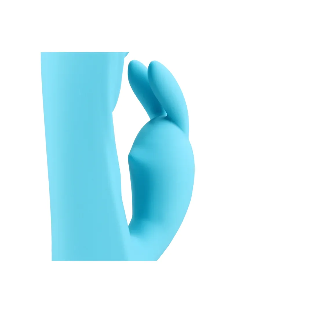 Vibrator rabbit LOVELINE Ribbed Ultra Soft Silicone Rabbit Vibrator. pentru clitoris și punctul G. 10 funcții de vibrație. albastru