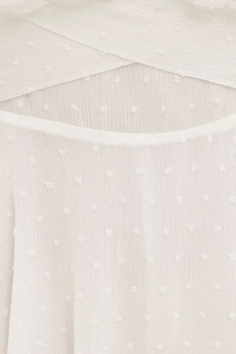 White Ruffle Playsuit Short Sleeve Tie Back