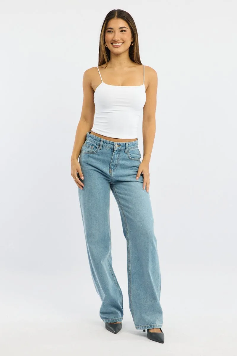 White Supersoft Cami Top Double Layer