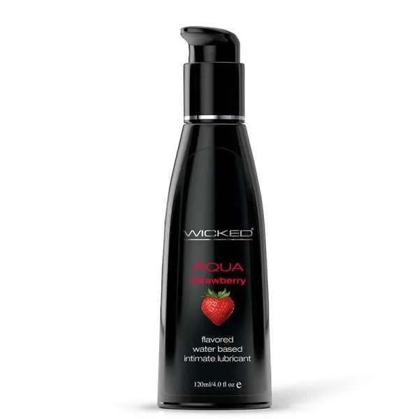 Wicked Aqua Strawberry Flavored Water Based Lubricant 4 Oz